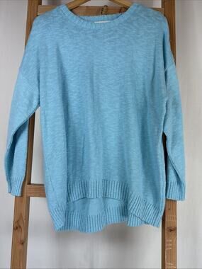 NWT Cotton Country Turquoise Crew Neck Long Sleeve Sweater #1196 Size XL
